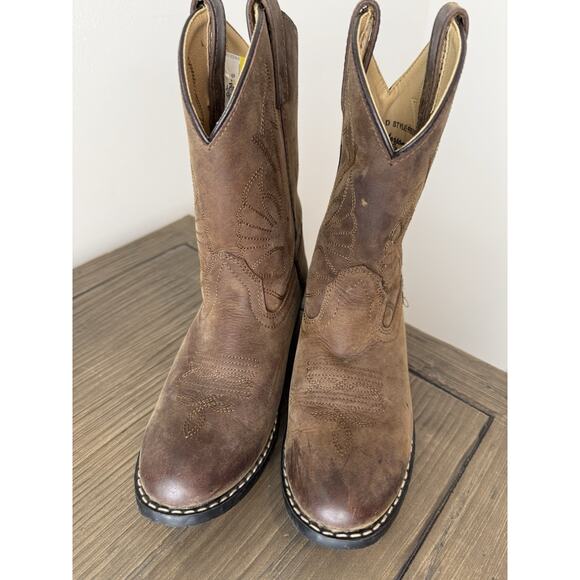 Masterson Boot Co Brown Leather Cowboy Boots Youth Size 2.5 D Style RB2000C - Picture 5 of 8